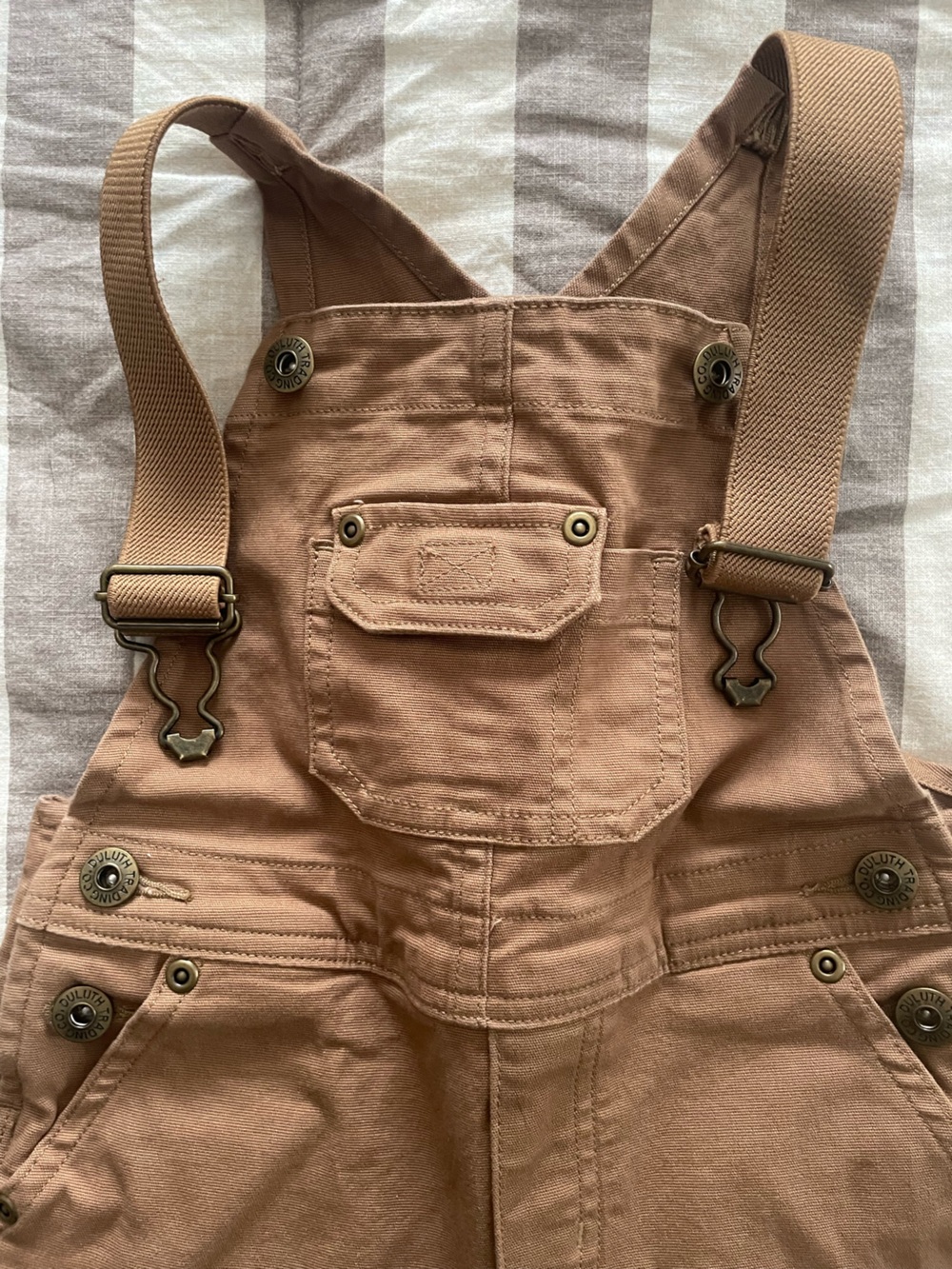 Boys 4T Duluth Trading Co Tan Work Overalls with Adjustable Straps
